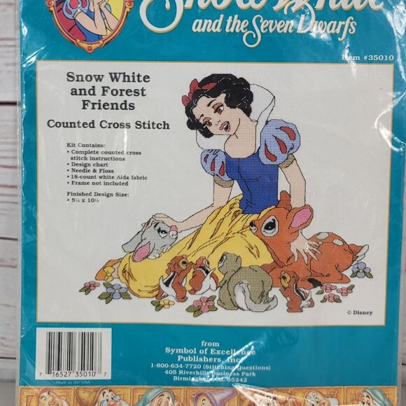 Disney Snow White Counted Cross Stitch Kit Forest Friends #35010 VTG NEW - Picture 2 of 5